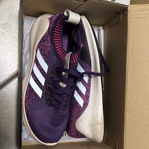 Adidas Purple and White Sneakers with Sock-Like Fit